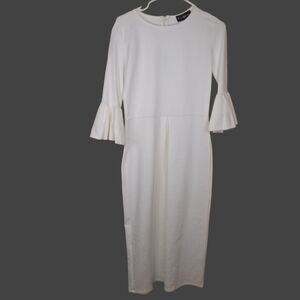 like an angel Cream Midi Dress with Ruffle Bell Sleeves